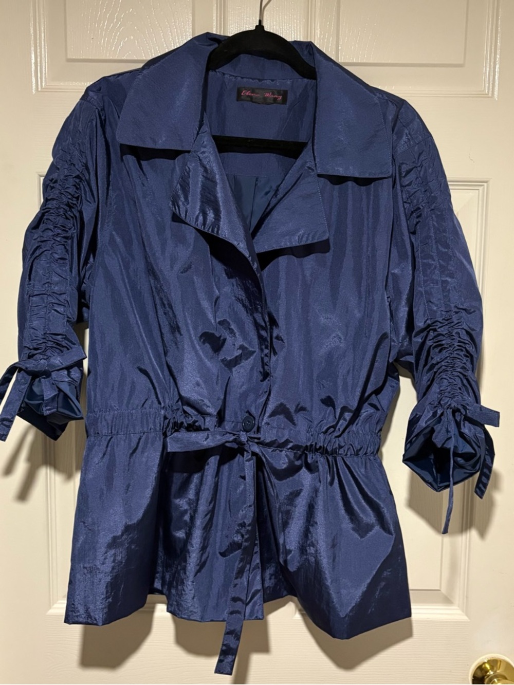 Women's Navy Ruched Sleeve Drawstring Jacket. New was $85 purchased at Zack’s